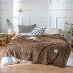 Striped Plush Throw Blanket - Soft Microfibre Polyester Fleece