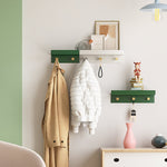 Bamboo Wall Shelf - Floating Storage Shelf with 2, 3 or 4 Hooks