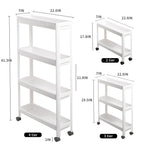 Slim Storage Trolley - 2/3/4 Tier Plastic Rolling Cart