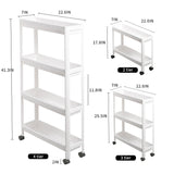 Slim Storage Trolley - 2/3/4 Tier Plastic Rolling Cart