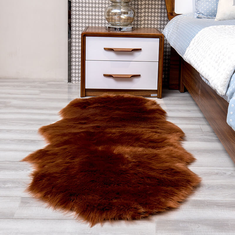Faux Sheepskin Area Rug - Fluffy Non-Slip Suede Backing