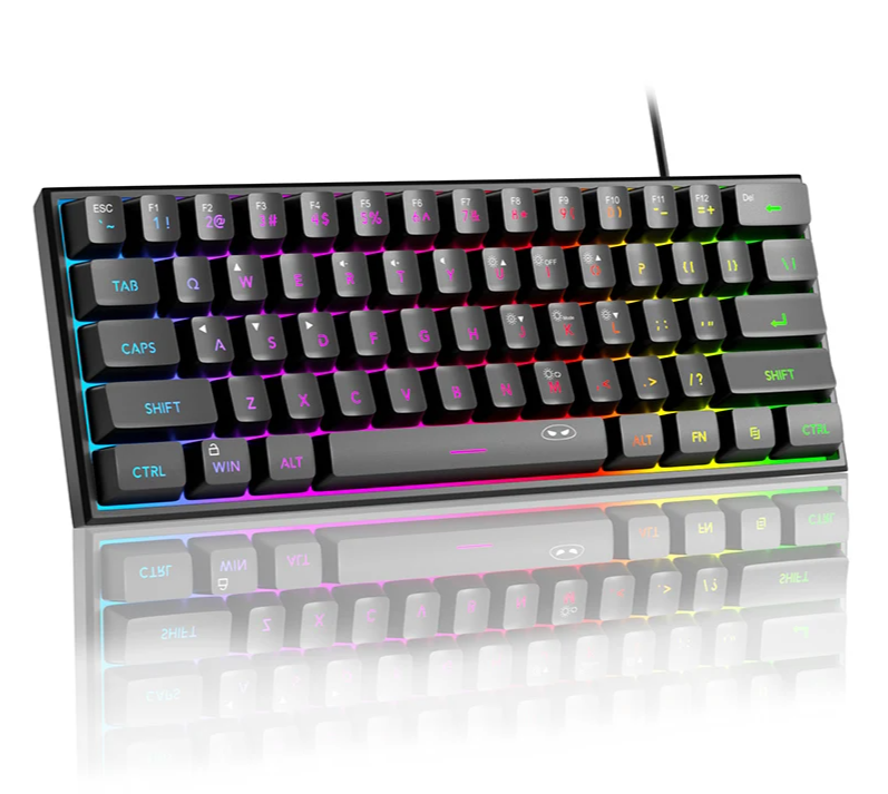 Compact 61-Key RGB Gaming Keyboard for Everyday Practical Use
