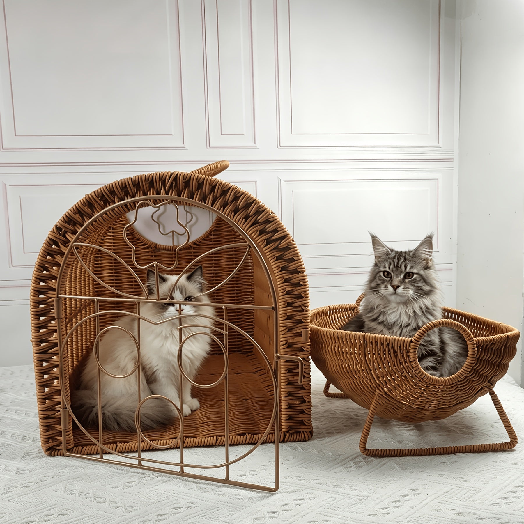 Woven Plastic Pet Storage Baskets Set of Two