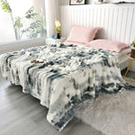 Faux Rabbit Fur Throw Blanket - Tie-Dye Wave Pattern Polyester