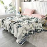 Faux Rabbit Fur Throw Blanket - Tie-Dye Wave Pattern Polyester