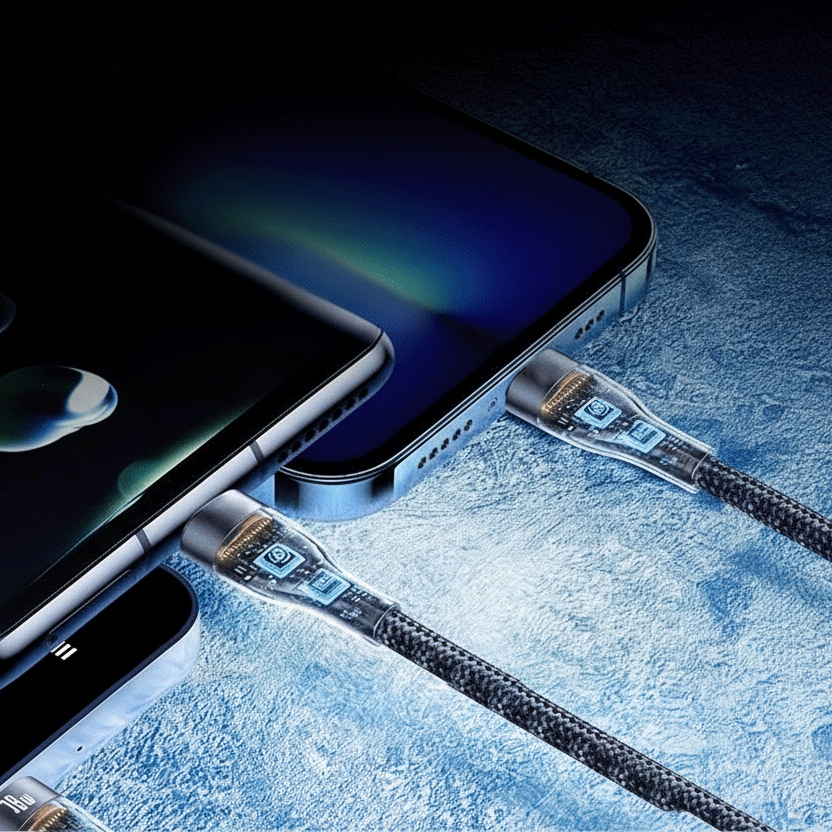 Transparent Luminous Charging 3-in-1 Data Cable