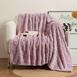 Soft Polyester Throw Blanket - Textured Plush Design in 5 Sizes