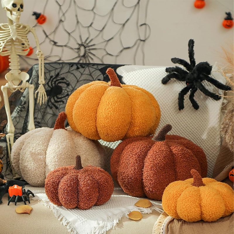 Pumpkin Cushion - Teddy Fleece Decorative Pillow with PP Cotton