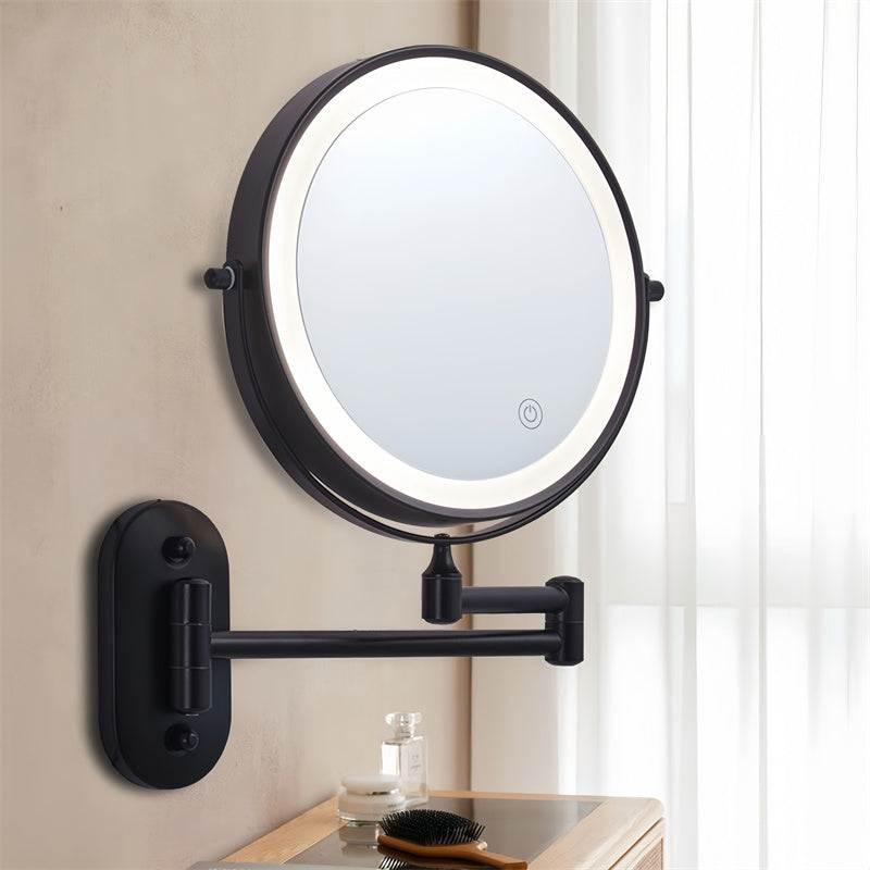 Wall Mounted Shaving Mirror - 1X/10X LED with 3 Light Modes