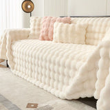 Faux Rabbit Fur Sofa Cover - Non-Slip Plush Furniture Protector