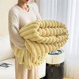 Faux Rabbit Fur Throw Blanket - Double-Sided Plush Bed Cover
