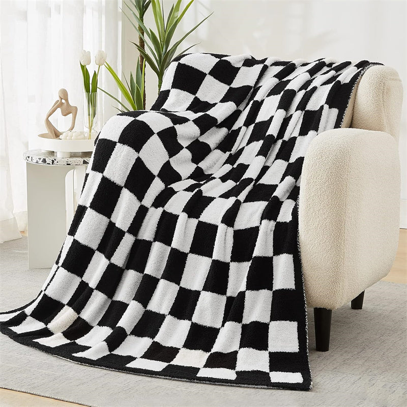 Checkered Throw Blanket - Reversible Polyester for Everyday Home Comfort