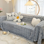 Faux Rabbit Fur Sofa Cover - Non-Slip Plush Furniture Protector