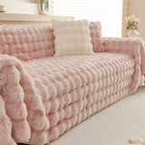 Faux Rabbit Fur Sofa Cover - Non-Slip Plush Furniture Protector