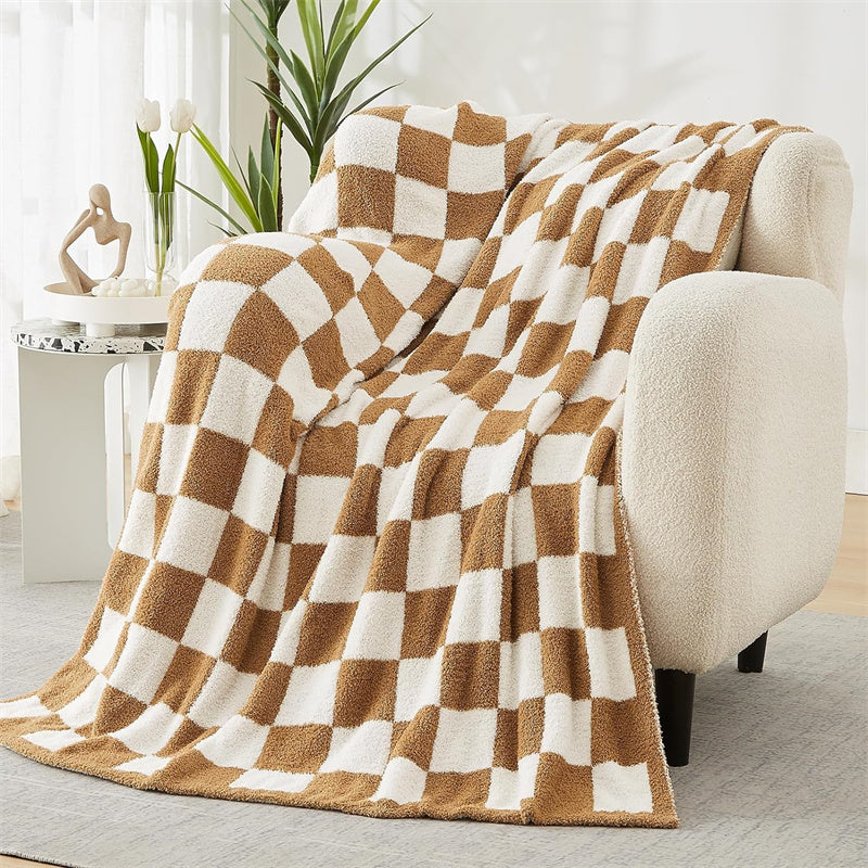 Checkered Throw Blanket - Reversible Polyester for Everyday Home Comfort