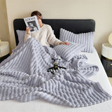Faux Rabbit Fur Throw Blanket - Double-Sided Plush Bed Cover