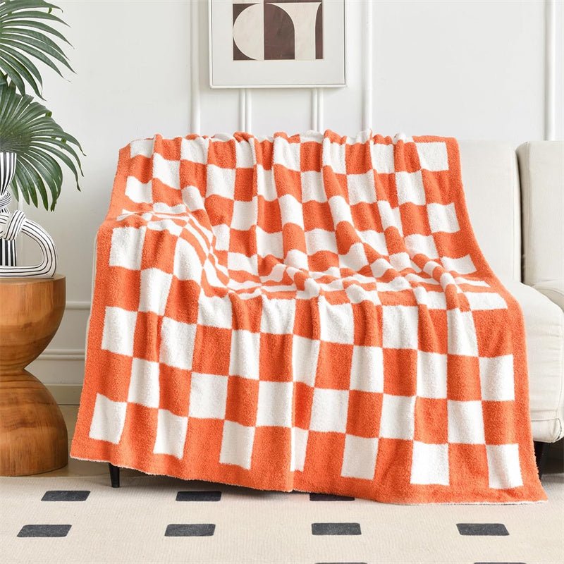 Checkered Throw Blanket - Reversible Polyester for Everyday Home Comfort