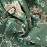 Reversible Cotton Gauze Blanket - Floral Boho Design with Tassels