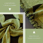 Reversible Chenille Sofa Cover - Geometric Fringed Throw