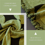 Reversible Chenille Sofa Cover - Geometric Fringed Throw