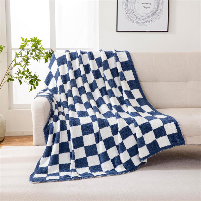 Checkered Throw Blanket - Reversible Polyester for Everyday Home Comfort