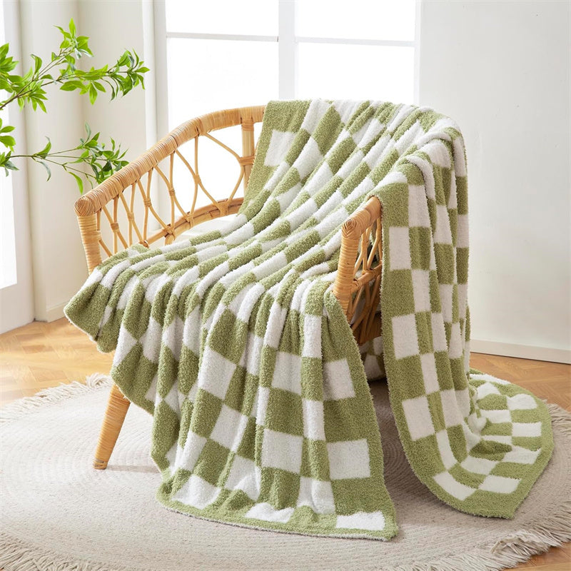 Checkered Throw Blanket - Reversible Polyester for Everyday Home Comfort