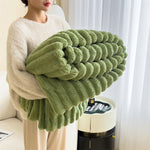 Faux Rabbit Fur Throw Blanket - Double-Sided Plush Bed Cover