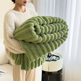Faux Rabbit Fur Throw Blanket - Double-Sided Plush Bed Cover