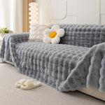 Faux Rabbit Fur Sofa Cover - Non-Slip Plush Furniture Protector