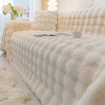 Faux Rabbit Fur Sofa Cover - Non-Slip Plush Furniture Protector
