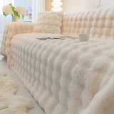 Faux Rabbit Fur Sofa Cover - Non-Slip Plush Furniture Protector