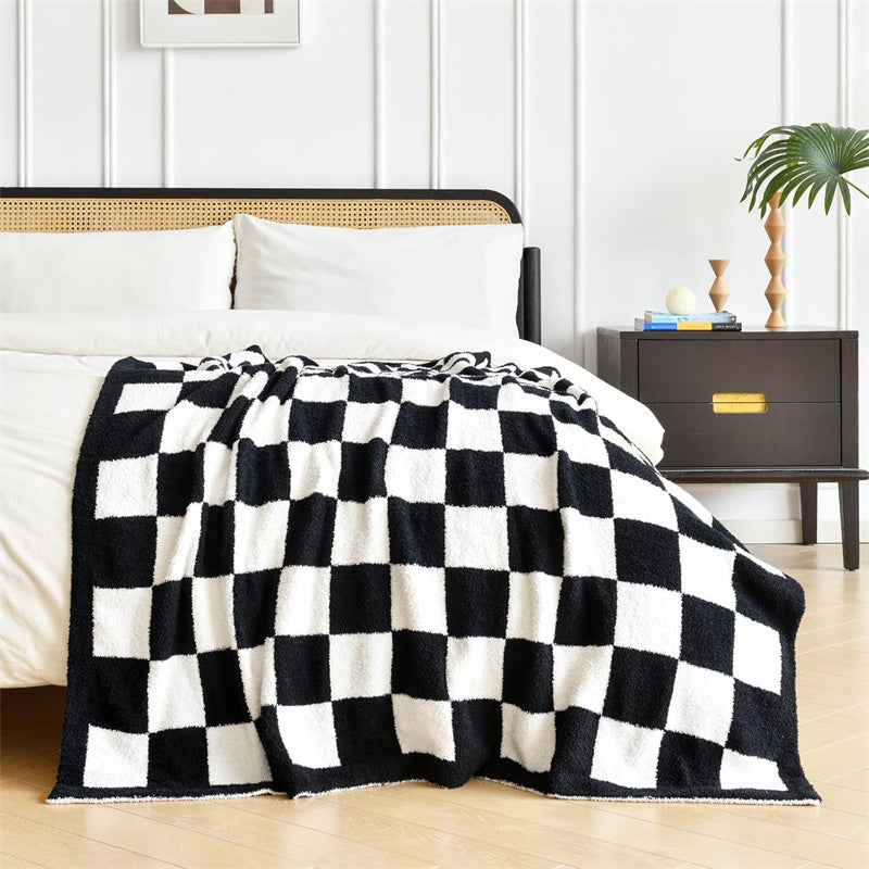 Checkered Throw Blanket - Reversible Polyester for Everyday Home Comfort