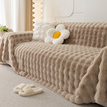 Faux Rabbit Fur Sofa Cover - Non-Slip Plush Furniture Protector