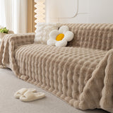 Faux Rabbit Fur Sofa Cover - Non-Slip Plush Furniture Protector