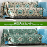 Reversible Cotton Gauze Blanket - Floral Boho Design with Tassels