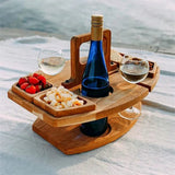 Wooden Picnic Table - Foldable Pine Wine and Snack Table