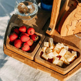 Wooden Picnic Table - Foldable Pine Wine and Snack Table