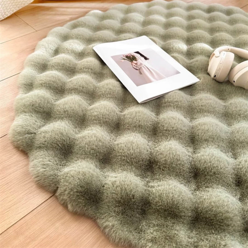 Round Faux Rabbit Fur Rug - Plush Non-Slip Area Rug 100-180 Cm