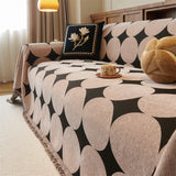 Reversible Chenille Sofa Cover - Geometric Fringed Throw