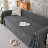 Resistant Chenille Sofa Cover - Herringbone Design with Tassels