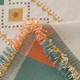 Reversible Chenille Sofa Cover - Boho Fringed Furniture Throw