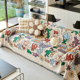 Boho Sofa Cover - Reversible Polyester Throw with Fringe