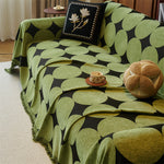 Reversible Chenille Sofa Cover - Geometric Fringed Throw