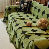 Reversible Chenille Sofa Cover - Geometric Fringed Throw