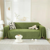 Resistant Chenille Sofa Cover - Herringbone Design with Tassels