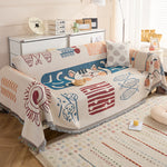 Boho Sofa Cover - Reversible Polyester Throw with Fringe