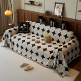 Reversible Chenille Sofa Cover - Geometric Fringed Throw