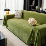 Resistant Chenille Sofa Cover - Herringbone Design with Tassels