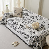 Boho Sofa Cover - Reversible Polyester Throw with Fringe