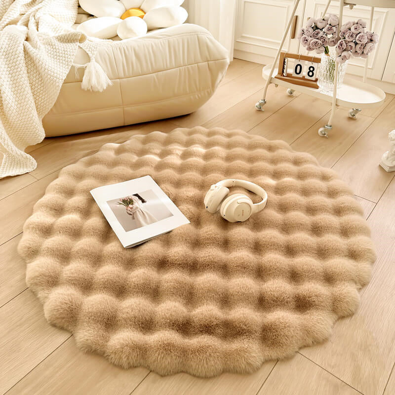 Round Faux Rabbit Fur Rug - Plush Non-Slip Area Rug 100-180 Cm